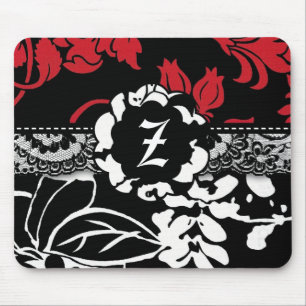 ALFOMBRILLA DE RATÓN MONOGRAMA FLORAL NEGRO 311-RED