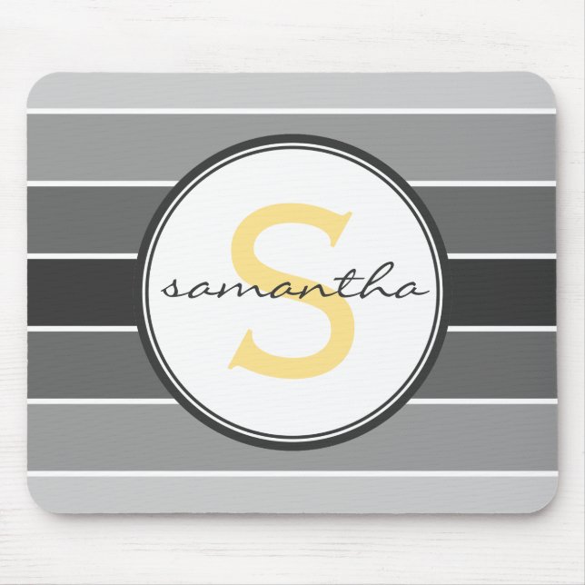 Alfombrilla De Ratón Monograma gris de Ombre (Frente)