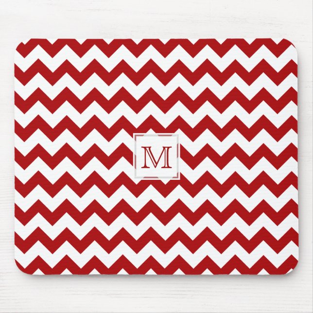 Alfombrilla De Ratón Monograma: Impresión roja y blanca Mousepad de (Frente)