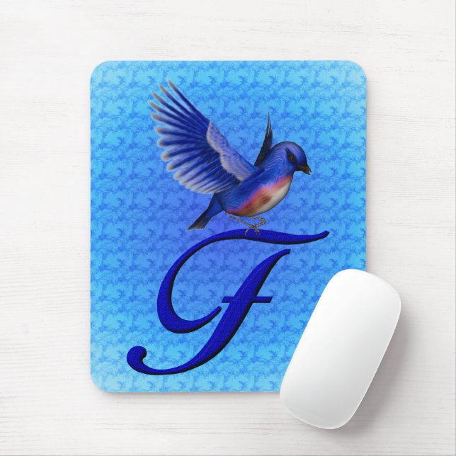 Alfombrilla De Ratón Monograma Inicial F Bluebird (Con ratón)