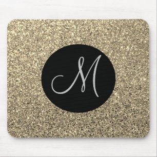 Alfombrilla De Ratón Monograma inicial Purpurina de Glam Gold