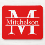 Alfombrilla De Ratón Monograma LR de barra roja<br><div class="desc">barra roja Barra transversal Life Letra romana almohadilla monogramada del ratón</div>