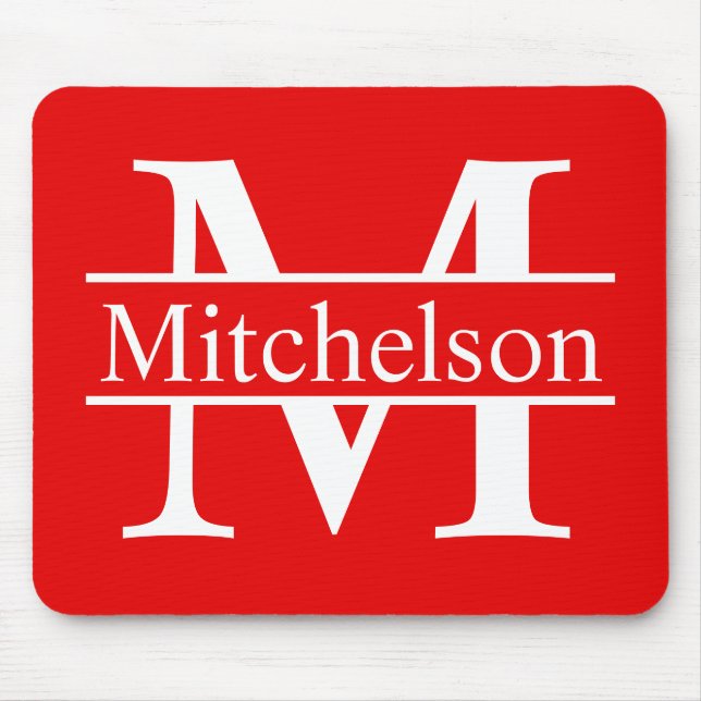 Alfombrilla De Ratón Monograma LR de barra roja (Frente)