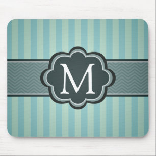 Alfombrilla De Ratón Monograma masculino del personalizado de las rayas