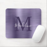 Alfombrilla De Ratón Monograma Metalizado púrpura cepillado elegante mi<br><div class="desc">Minimalista elegante cepillado Metalizado Monograma Púrpura Almohadilla para ratón</div>