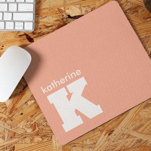 Alfombrilla De Ratón Monograma Minimalista moderno Salmon Pink Inicial