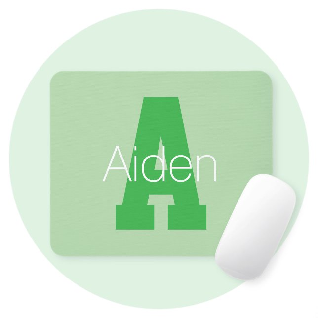 Alfombrilla De Ratón Monograma moderno audaz | Pale & Kelly Green (Subido por el creador)