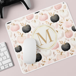 Alfombrilla De Ratón Monograma moderno de calabaza - Inicial personaliz