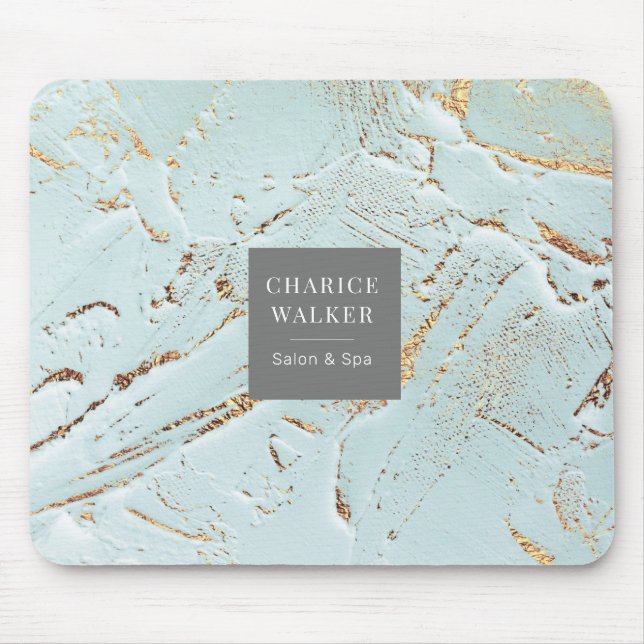 Alfombrilla De Ratón monograma moderno de oro azul texturizado Mousepad (Frente)