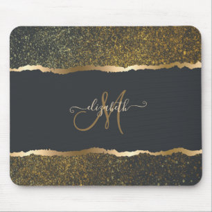 Alfombrilla De Ratón Monograma moderno elegante con toque dorado