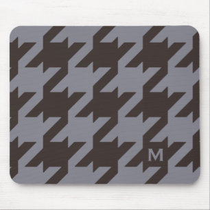 Alfombrilla De Ratón Monograma moderno intrépido del houndstooth del