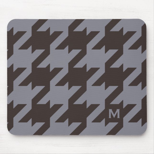 Alfombrilla De Ratón Monograma moderno intrépido del houndstooth del (Frente)
