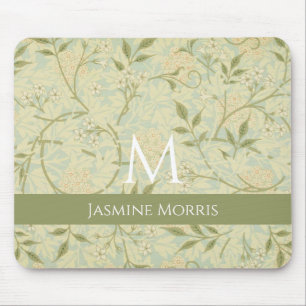 Alfombrilla De Ratón Monograma Morris Jasmine Floral Vintage Nombre Per