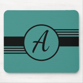 Alfombrilla De Ratón Monograma Mousepad azul y negro personalizado