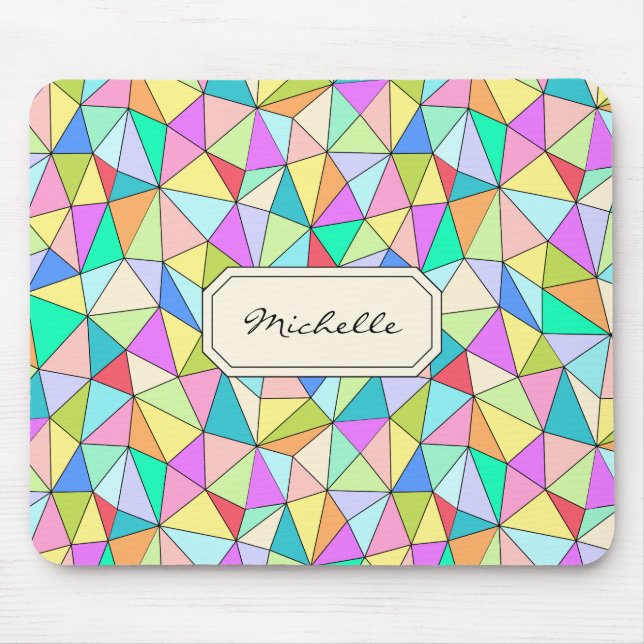Alfombrilla De Ratón Monograma Mousepad brillante geométrico colorido (Frente)