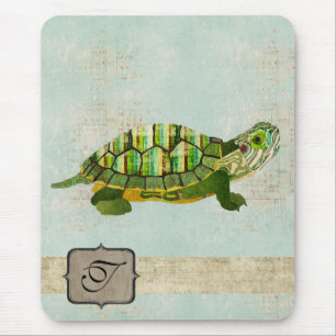 Alfombrilla De Ratón Monograma Mousepad de la tortuga del jade