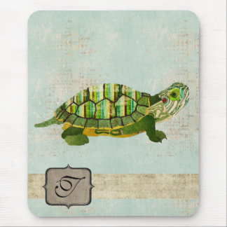 Alfombrilla De Ratón Monograma Mousepad de la tortuga del jade