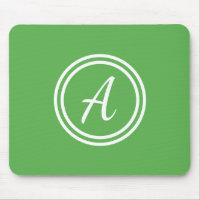 Monograma Mousepad de Personalizado verde y blanco