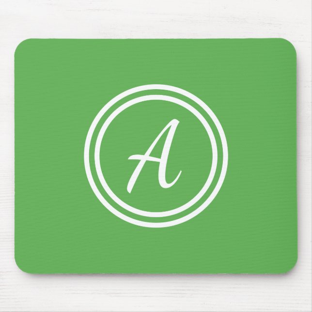 Alfombrilla De Ratón Monograma Mousepad de Personalizado verde y blanco (Frente)