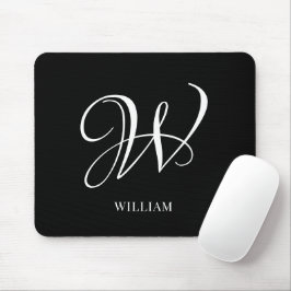 Alfombrilla De Ratón Monograma negro elegante personalizado inicial