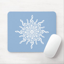 Alfombrilla De Ratón Monograma Ornamental Azul invernal G-Clef Snowflak