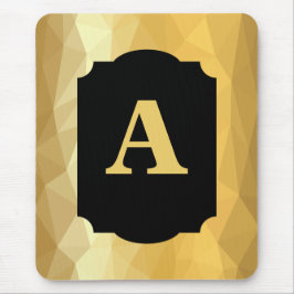 Alfombrilla De Ratón Monograma personal negro de lujo metálico dorado