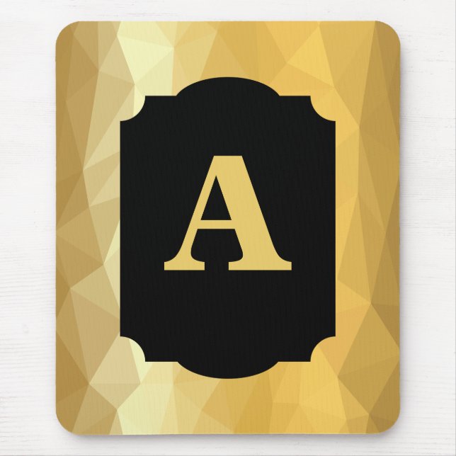 Alfombrilla De Ratón Monograma personal negro de lujo metálico dorado (Frente)