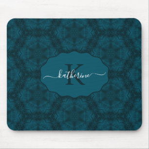 Alfombrilla De Ratón Monograma personalizado azul teal azul marino 
