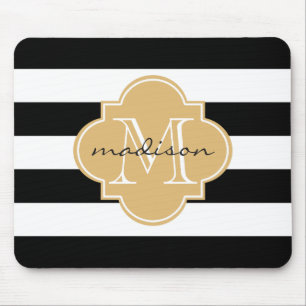 Alfombrilla De Ratón Monograma Personalizado de bandas náuticas de colo