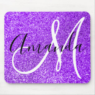 Alfombrilla De Ratón Monograma Personalizado de Purpura Violeta con Bri