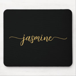 Alfombrilla De Ratón Monograma personalizado femenino simple negro oro