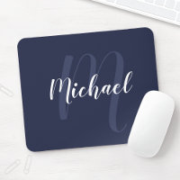 Monograma personalizado moderno y nombre azul de l