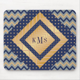 Alfombrilla De Ratón Monograma personalizado Mousepad náutico de oro
