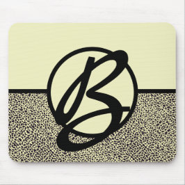 Alfombrilla De Ratón Monograma Personalizado Negro Crema Leopardo