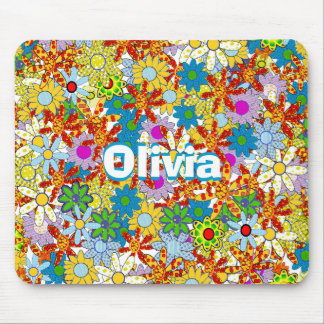 Alfombrilla De Ratón Monograma personalizado o patrón floral de nombre