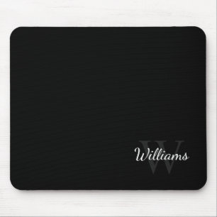 Alfombrilla De Ratón Monograma personalizado y nombre negro
