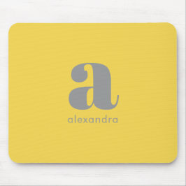 Alfombrilla De Ratón Monograma Profesional Gris sencillo amarillo