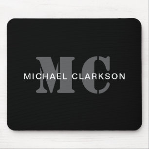 Alfombrilla De Ratón Monograma profesional moderno negro y blanco