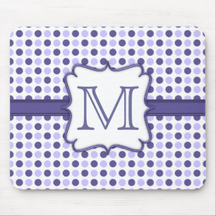 Alfombrilla De Ratón Monograma púrpura Polka