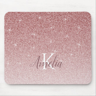 Alfombrilla De Ratón Monograma Purpurina de espuma rosa personalizado
