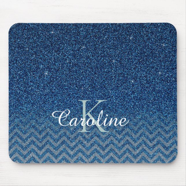 Alfombrilla De Ratón Monograma Purpurina elegante y personalizado de la (Frente)