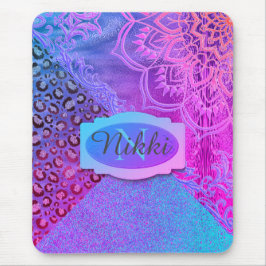 Alfombrilla De Ratón Monograma Purpurinoso de leopardo de Lotus