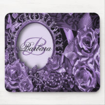 Monograma Regalo Floral Púrpura Elegante Moderno