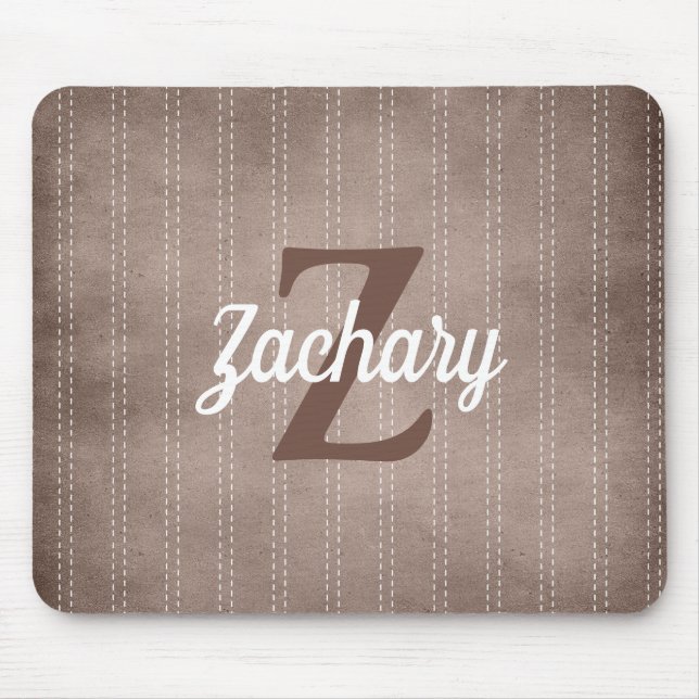 Alfombrilla De Ratón Monograma retro de pinzas marrón (Frente)