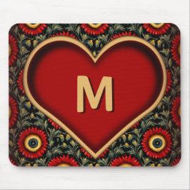 Alfombrilla De Ratón Monograma Rojo Vintage personalizable Mousepad