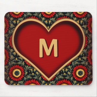 Alfombrilla De Ratón Monograma Rojo Vintage personalizable Mousepad