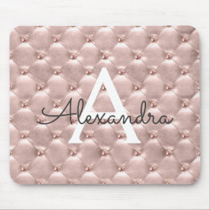 Alfombrilla De Ratón Monograma rosa de la cosecha dorada Rosa Mousepad