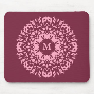 Alfombrilla De Ratón Monograma rosa elegante