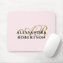 Monograma Rosa Pastel Elegante Dorado Negro Minima