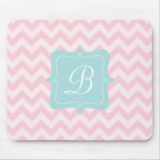 Alfombrilla De Ratón Monograma rosado del zigzag